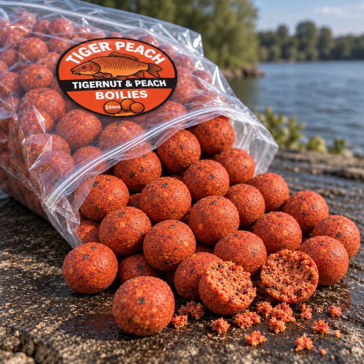Tiger Peach Boilies - 24mm